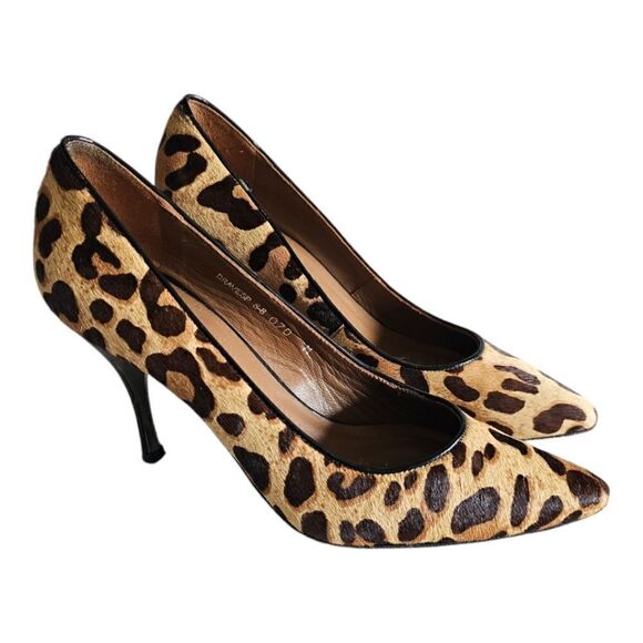 DONALD J PLINER "BRAVESP" Leopard Calfhair Heels Pumps - Size 7 - Picture 1 of 8